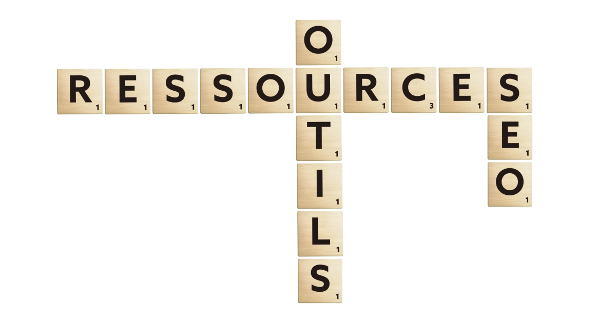 ressources-outils-seo Lettres de scrabble formant les mots Ressources Outils SEO.