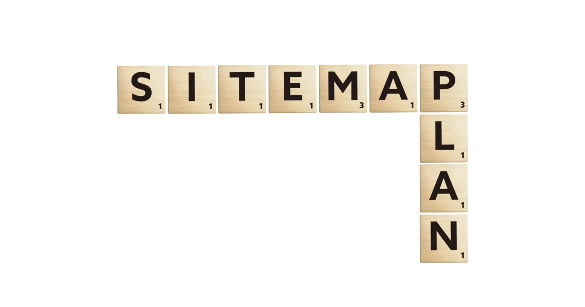 Mots Sitemap Plan Mots Sitemap et Plan formés par des lettres de scrabble.